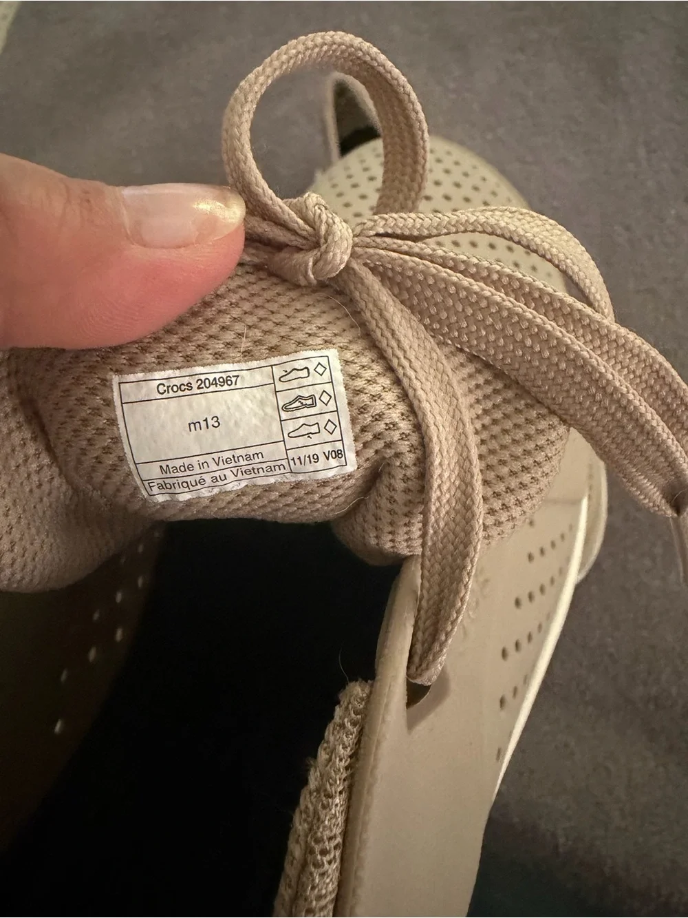 Men's Lightweight Waterproof Casual Crocs Lite Ride Sneakers - Beige Size 13
